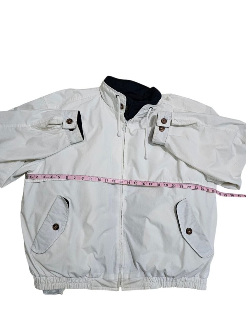 London Fog Mens XL Long Limited Edition Jacket White Navy Gorpcore Archival Rare - Picture 7 of 9